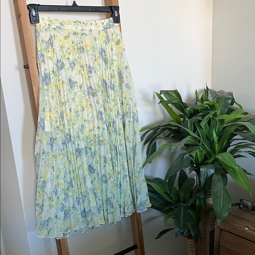 Abercrombie & Fitch Floral Midi Skirt - Yellow and Blue